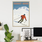  Ski Mount Hood retro reisposter Poster (Thuiskantoor)