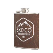 Ski Mountain Aspen CO Monogram Leder Heupfles (Links)