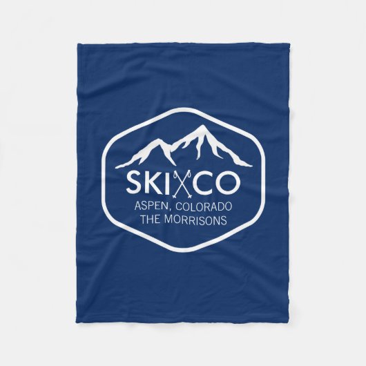  Ski Mountain, Aspen CO, retro skistolen Fleece Deken (Voorkant)