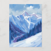 Ski Mountain | Blue Watercolor Mountain Range Briefkaart (Voorkant)