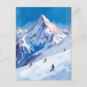Ski Mountain Slopes Winter Watercolor Briefkaart (Voorkant)