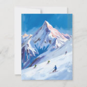 Ski Mountain Slopes Winter Watercolor Card (Voorkant)
