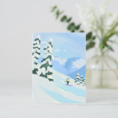 Ski Mountain sneeuw Briefkaart (Staand voorkant)