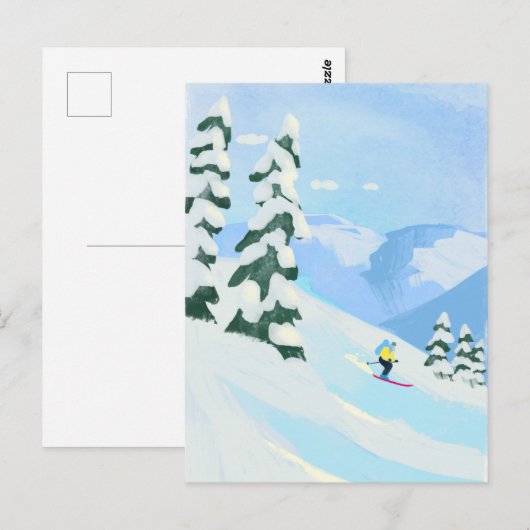 Ski Mountain sneeuw Briefkaart (Voorkant / Achterkant)
