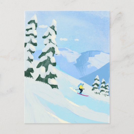 Ski Mountain sneeuw Briefkaart (Voorkant)