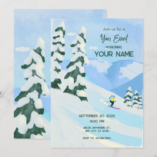 Ski Mountain sneeuw Kaart (Voorkant / Achterkant)