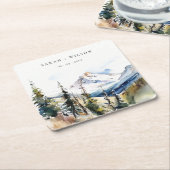 Ski Mountain Telluride Colorado Waterverf bruiloft Kartonnen Onderzetters (Schuin)