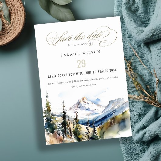 Ski Mountain Telluride Colorado Waterverf bruiloft Save The Date