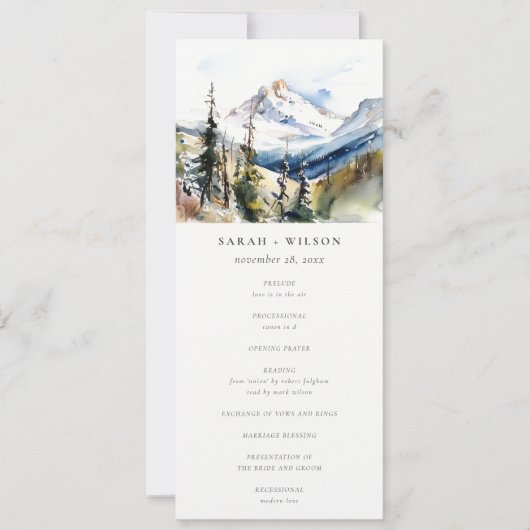Ski Mountain Telluride Colorado Wedding Program Kaart (Voorkant)