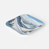 Ski Mountain Watercolor Papieren Bordje (Gebogen)