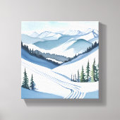 Ski Mountain Waterverf Canvas Afdruk (Voorkant)