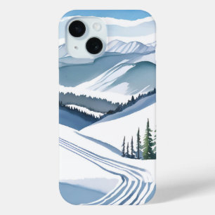 Ski Mountain Waterverf iPhone 15 Case