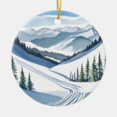 Ski Mountain Waterverf Keramisch Ornament (Voorkant)