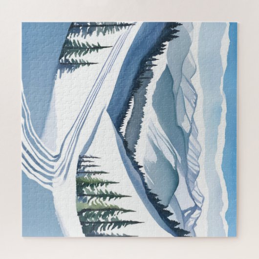 Ski Mountain Waterverf Legpuzzel (Horizontaal)