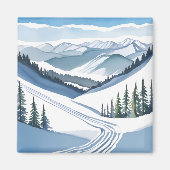 Ski Mountain Waterverf Magneet (Voorkant)