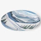 Ski Mountain Waterverf Papieren Bordje (Gekanteld)