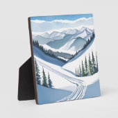 Ski Mountain Waterverf Schilderen Winter Art Fotoplaat (Voorkant)