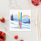 Ski Mountain Waterverf Winter Servet (Insitu)