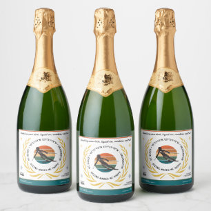 Ski Mt. Baker, Washington - Lady Skier Zwart Tekst Sparkling Wijnetiket
