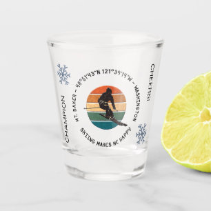 Ski Mt. Baker, Washington - Man skiër, zwarte teks Shot Glas