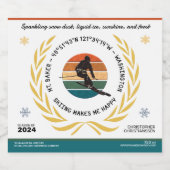 Ski Mt. Baker, Washington - Man skiër, zwarte teks Sparkling Wijnetiket (Enkel label)