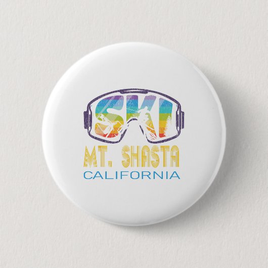 Ski Mt Shasta California Skiing Vacation Ronde Button 5,7 Cm (Voorkant)