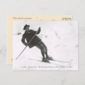  Ski, naar beneden lopend Mt Blanc op ski's Briefkaart (Voorkant / Achterkant)