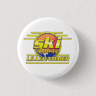 Ski Noorwegen Lillehammer 80s sfeer Ronde Button 3,2 Cm