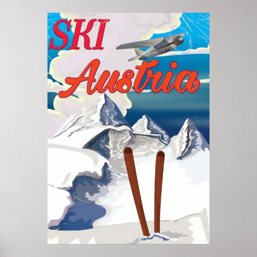 Ski Oostenrijk vintage reisposter Poster (Voorkant)