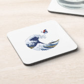 Ski op de Grote Golf van Kanagawa Japans Bier Onderzetter (Linkerzijde)