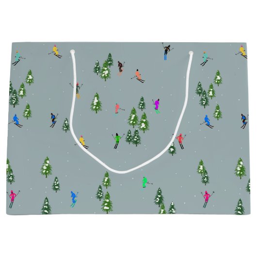 Ski Opening Christmas Skiing Holiday Skiers Blue Groot Cadeauzakje (Voorkant)