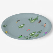 Ski Opening Christmas Skiing Holiday Skiers Blue Papieren Bordje (Gekanteld)