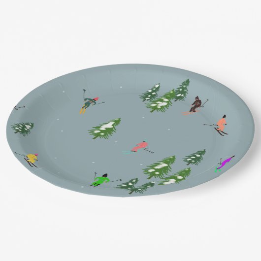 Ski Opening Christmas Skiing Holiday Skiers Blue Papieren Bordje (Gekanteld)