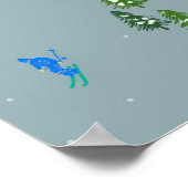Ski Opening Christmas Skiing Holiday Skiers Blue Poster (Hoek)