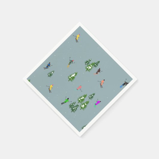 Ski Opening Christmas Skiing Holiday Skiers Blue Servet (Hoek)