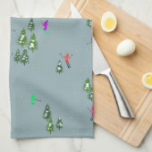 Ski Opening Christmas Skiing Holiday Skiers Blue Theedoek (Quarter Fold)