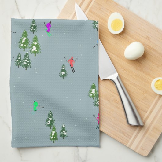 Ski Opening Christmas Skiing Holiday Skiers Blue Theedoek (Quarter Fold)