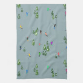 Ski Opening Christmas Skiing Holiday Skiers Blue Theedoek (Verticaal)