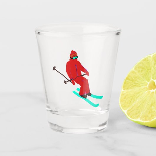Ski opent Skier kerstnieuwjaar Shot Glas (Voorkant)