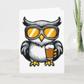 Ski Owl With Beer Apres Ski Comic Kaart (Voorkant)