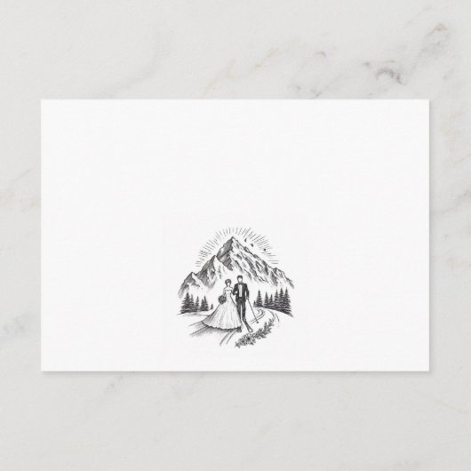 Ski paar bruiloft informatiekaartje (Achterkant)