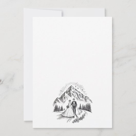 Ski paar bruiloft kaart (Achterkant)