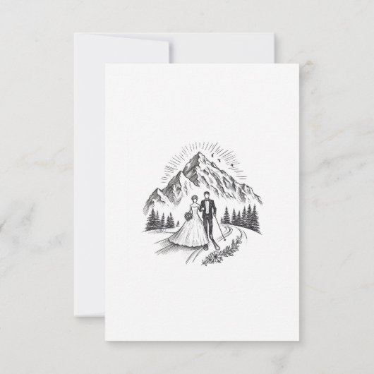 Ski paar bruiloft RSVP kaartje (Achterkant)