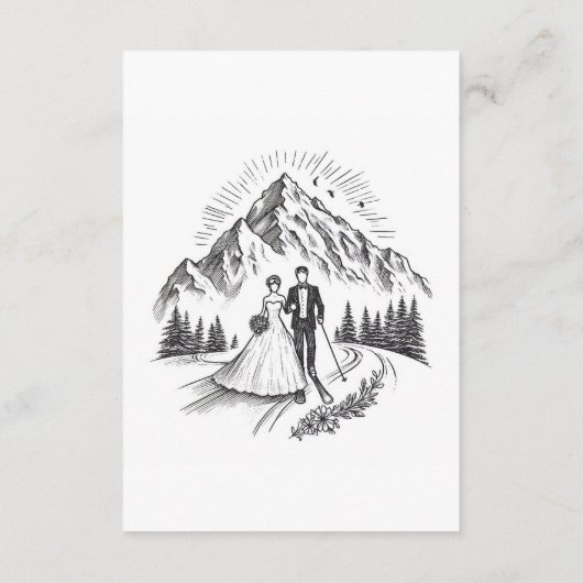 Ski Paar QR Code en Details Informatiekaartje (Achterkant)