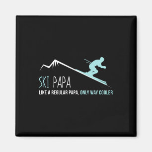 Ski Papa T-shirt, Grappig leuk winter skicadeau  Magneet