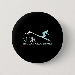 Ski Papa T-shirt, Grappig leuk winters ski-cadeau Ronde Button 5,7 Cm