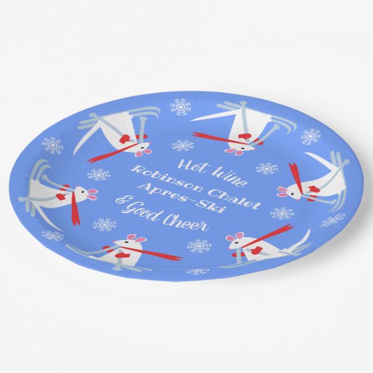 Ski Party Apres Ski Kerstmis Muizen op ski's Papieren Bordje (Gekanteld)