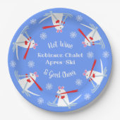 Ski Party Apres Ski Kerstmis Muizen op ski's Papieren Bordje (Voorkant)