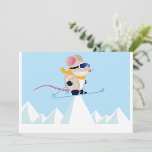 Ski Patrol Mouse in de Alpen Kaart (Staand voorkant)