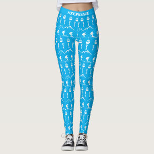 Ski patroon Blauwe Skier Leggings